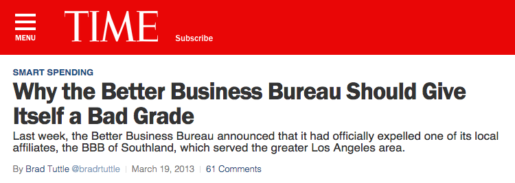 Time Better Business Bureau Bad Grade image